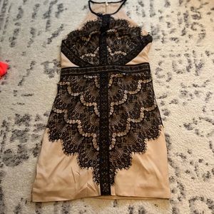 Bebe nude and black lace dress size 6